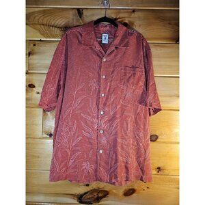 Jamaica Jaxx Button Up Silk Mens Size Xlarge Short Sleeve Island Tropical Orange